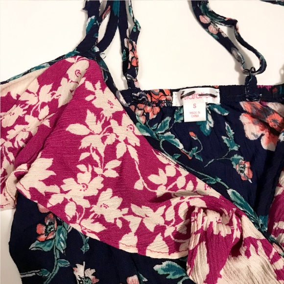 Xhilaration Floral Cold Shoulder Romper - Picture 4 of 8